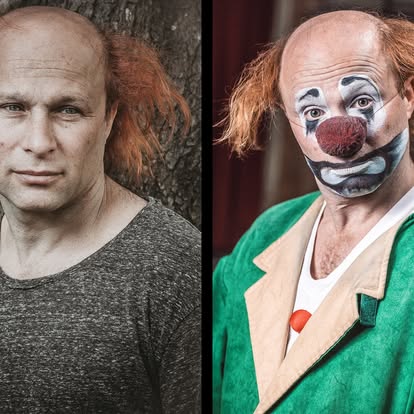 Anatoli Akerman, portrait and clown character